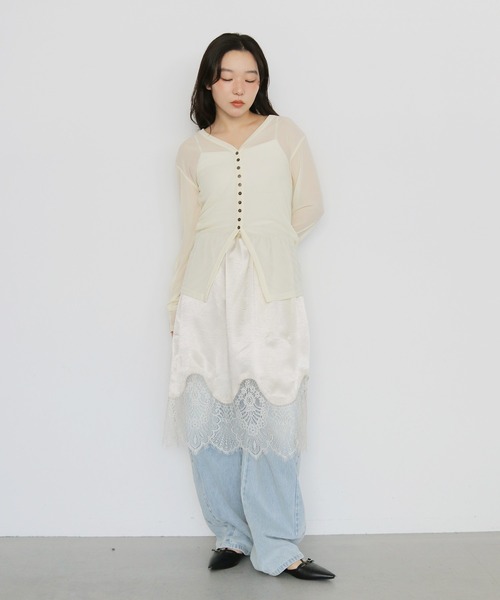 cheriella（シェリエラ）の「【cheriella】シアービスチェセットカーディガン　SHEER BUSTIER SET CARDIGAN（カーディガン/ボレロ・レディース・イエロー/ブラウン/グレイッシュベージュ・FREE）」の14枚目の写真