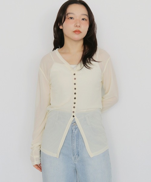 cheriella（シェリエラ）の「【cheriella】シアービスチェセットカーディガン　SHEER BUSTIER SET CARDIGAN（カーディガン/ボレロ・レディース・イエロー/ブラウン/グレイッシュベージュ・FREE）」の20枚目の写真