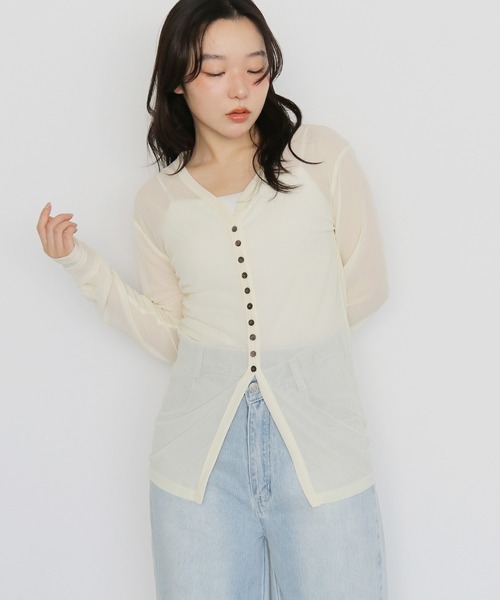 cheriella（シェリエラ）の「【cheriella】シアービスチェセットカーディガン　SHEER BUSTIER SET CARDIGAN（カーディガン/ボレロ・レディース・イエロー/ブラウン/グレイッシュベージュ・FREE）」の21枚目の写真