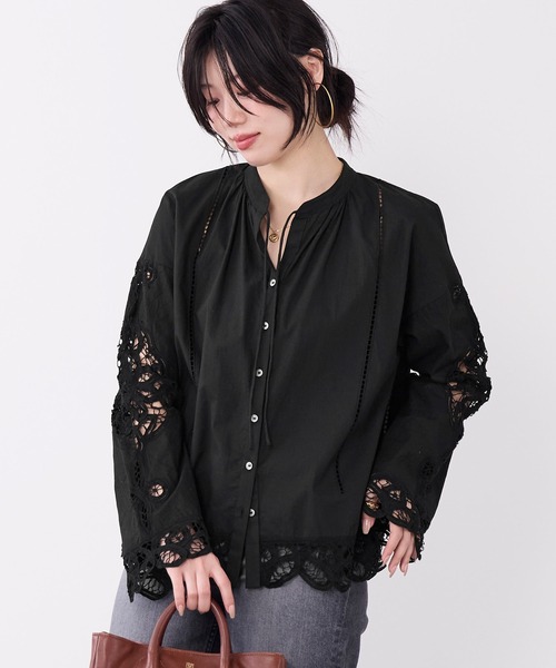 MICA&DEAL(マイカ&ディール)の「スタンドカラーバテンレース刺繍ブラウス(シャツ/ブラウス・レディース・ブラック/オフホワイト・FREE)」の19枚目の写真