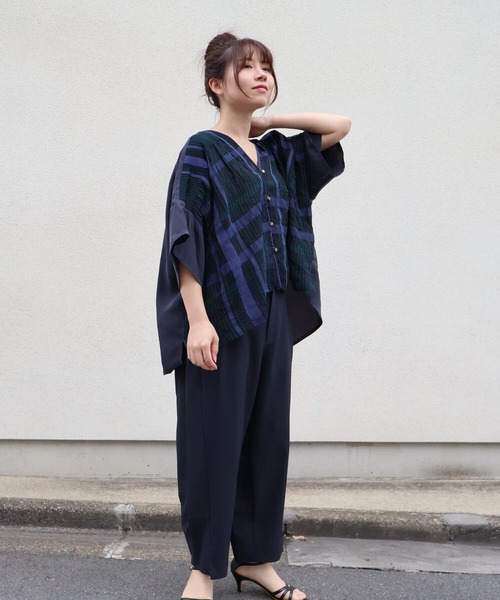 etre relie(エトレリー)の「強撚シャドーミニサッカーパンツ(その他パンツ・レディース・グレー/ダークネイビー・MEDIUM/SMALL)」の20枚目の写真