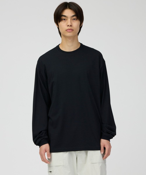 Snow Peak(スノーピーク)の「Snow Peak / Wool Nylon Ripple L/S Pullover ウールナイロン リップル 長袖プルオーバー(Tシャツ/カットソー・メンズ・ブラック/ライトブルー・S/M/L/XL)」の2枚目の写真