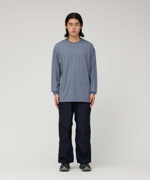 Snow Peak(スノーピーク)の「Snow Peak / Wool Nylon Ripple L/S Pullover ウールナイロン リップル 長袖プルオーバー(Tシャツ/カットソー・メンズ・ブラック/ライトブルー・S/M/L/XL)」の4枚目の写真