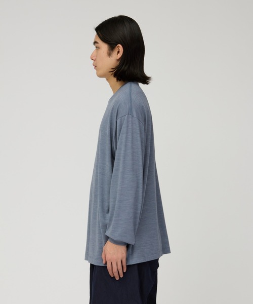Snow Peak(スノーピーク)の「Snow Peak / Wool Nylon Ripple L/S Pullover ウールナイロン リップル 長袖プルオーバー(Tシャツ/カットソー・メンズ・ブラック/ライトブルー・S/M/L/XL)」の5枚目の写真
