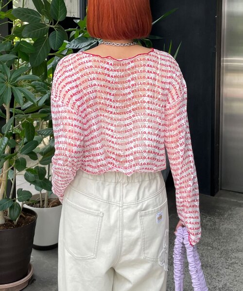 HELLO.SANFRANCISCO（ハローサンフランシスコ）の「【HELLO.SANFRANCISCO/ハローサンフランシスコ】フロントタックロゴレースカーディガン（Tシャツ/カットソー・レディース・ブルー/レッド・ONE SIZE）」の13枚目の写真
