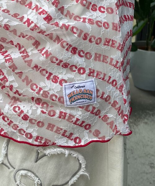 HELLO.SANFRANCISCO（ハローサンフランシスコ）の「【HELLO.SANFRANCISCO/ハローサンフランシスコ】フロントタックロゴレースカーディガン（Tシャツ/カットソー・レディース・ブルー/レッド・ONE SIZE）」の21枚目の写真