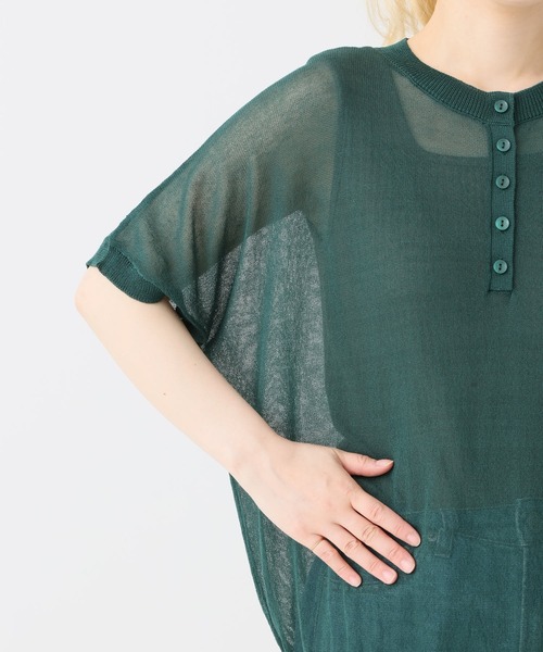 HEART MARKET(ハートマーケット)の「シアーニットヘンリープルオーバー(Tシャツ/カットソー・レディース・ブラック系/ダークグリーン/ブラック/グレー系/ブラウン系・FREE)」の8枚目の写真