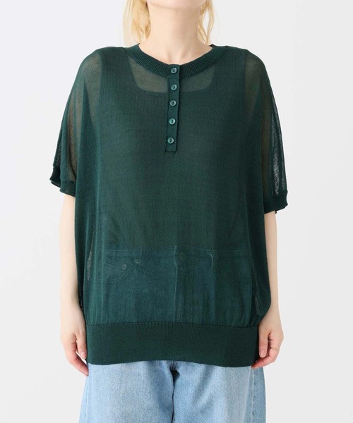 HEART MARKET(ハートマーケット)の「シアーニットヘンリープルオーバー(Tシャツ/カットソー・レディース・ブラック系/ダークグリーン/ブラック/グレー系/ブラウン系・FREE)」の20枚目の写真