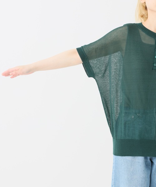 HEART MARKET(ハートマーケット)の「シアーニットヘンリープルオーバー(Tシャツ/カットソー・レディース・ブラック系/ダークグリーン/ブラック/グレー系/ブラウン系・FREE)」の7枚目の写真