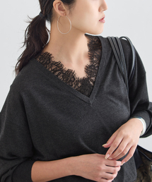 journal standard L'essage | 2/48 レースVネックプルオーバー(ニット/セーター)