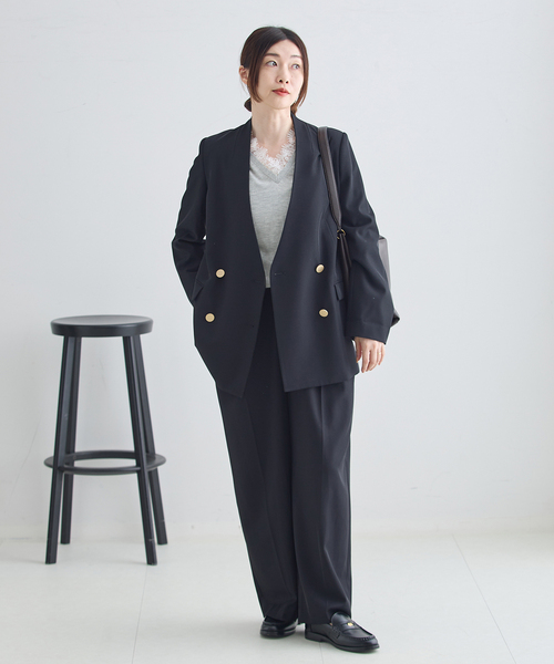 journal standard L'essage（ジャーナルスタンダードレサージュ）の「2/48 レースVネックプルオーバー（ニット/セーター・レディース・チャコールグレー/ブラック・FREE）」の17枚目の写真