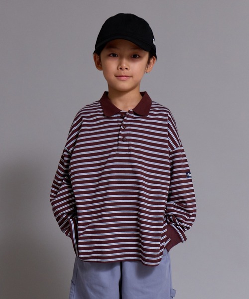 PAIRMANON STREET(ペアマノンストリート)の「【90-160cm】【綿100%】ポロ襟 長袖 Tシャツ【PAIRMANON STREET】(ポロシャツ・キッズ・ブラック系その他/ブラウン/グレー/ブラック・100/160/110/120/130/140/150/90)」の1枚目の写真