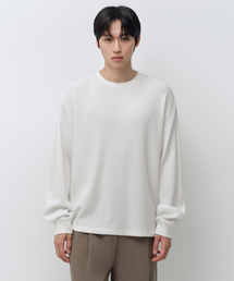 ピグメントワッフル長袖Tシャツ[オフホワイト]