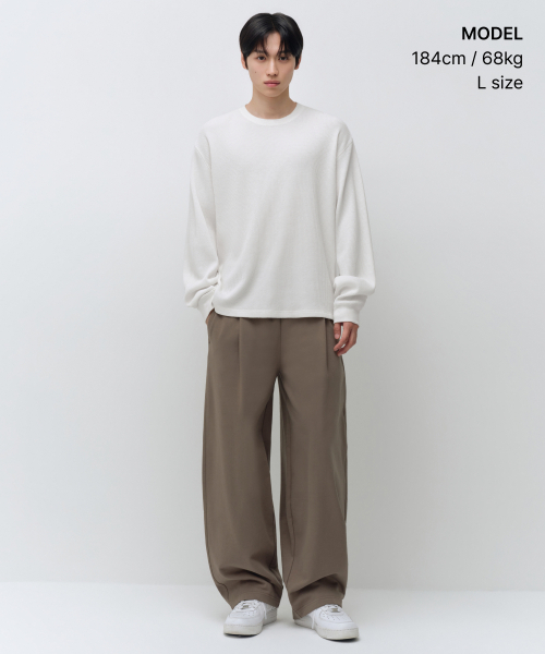 MUSINSA STANDARD（ムシンサスタンダード）の「ピグメントワッフル長袖Tシャツ[オフホワイト]（Tシャツ/カットソー・メンズ・その他・X-LARGE/2XL/MEDIUM/LARGE）」の2枚目の写真