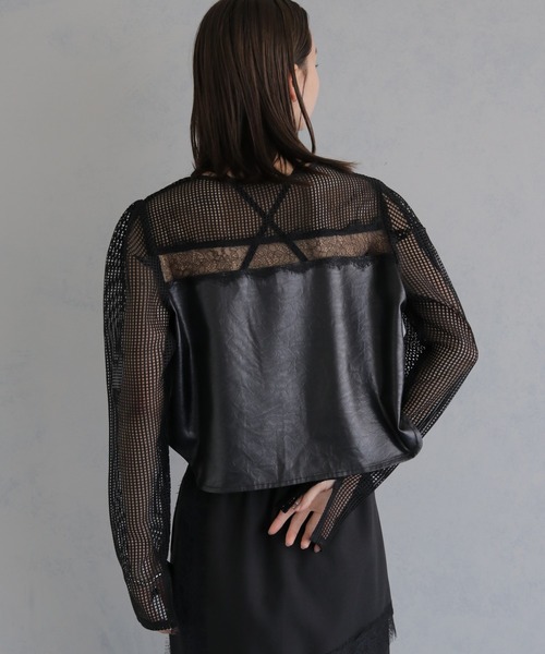 &g'aime（アンジェム）の「【&ｇ'aime 】メッシュ×レースミックスボレロ　Mesh and Lace Mix Bolero（カーディガン/ボレロ・レディース・ホワイト/ブラック・FREE）」の21枚目の写真