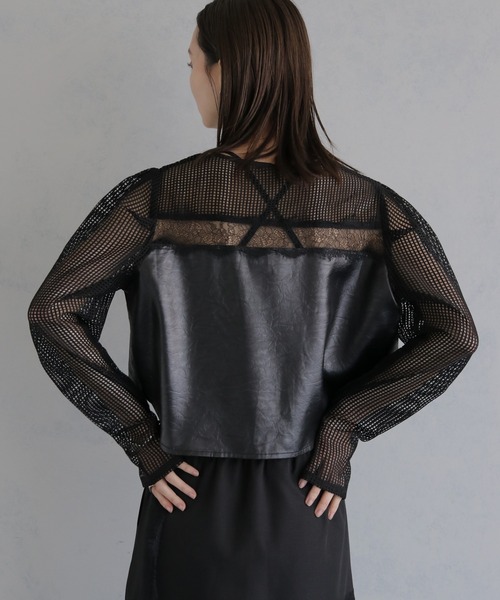 &g'aime（アンジェム）の「【&ｇ'aime 】メッシュ×レースミックスボレロ　Mesh and Lace Mix Bolero（カーディガン/ボレロ・レディース・ホワイト/ブラック・FREE）」の20枚目の写真