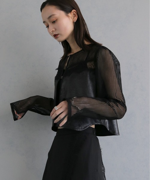 &g'aime（アンジェム）の「【&ｇ'aime 】メッシュ×レースミックスボレロ　Mesh and Lace Mix Bolero（カーディガン/ボレロ・レディース・ホワイト/ブラック・FREE）」の22枚目の写真