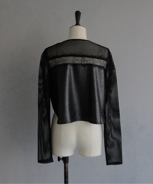 &g'aime（アンジェム）の「【&ｇ'aime 】メッシュ×レースミックスボレロ　Mesh and Lace Mix Bolero（カーディガン/ボレロ・レディース・ホワイト/ブラック・FREE）」の14枚目の写真