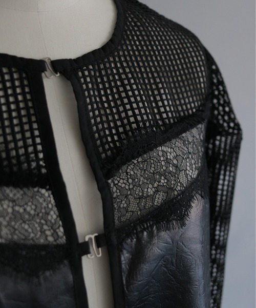 &g'aime（アンジェム）の「【&ｇ'aime 】メッシュ×レースミックスボレロ　Mesh and Lace Mix Bolero（カーディガン/ボレロ・レディース・ホワイト/ブラック・FREE）」の11枚目の写真