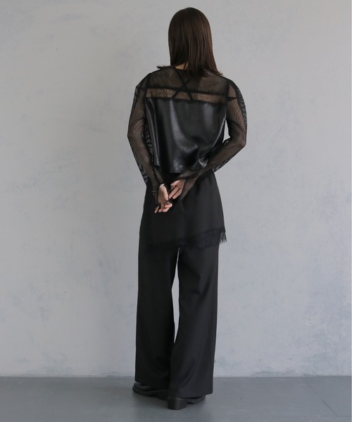 &g'aime（アンジェム）の「【&ｇ'aime 】メッシュ×レースミックスボレロ　Mesh and Lace Mix Bolero（カーディガン/ボレロ・レディース・ホワイト/ブラック・FREE）」の16枚目の写真