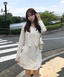 EMMY（エミー）の「シアーフラワーカーディガンキャミワンピースセット（ワンピース）」