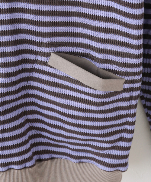 COYSEIO 038(コイセイオ 038)の「【Geek Office / ギークオフィス】COYSEIO / STRIPED FLARED SLEEVE HOODIE(パーカー・レディース・ブルー・SMALL)」の4枚目の写真