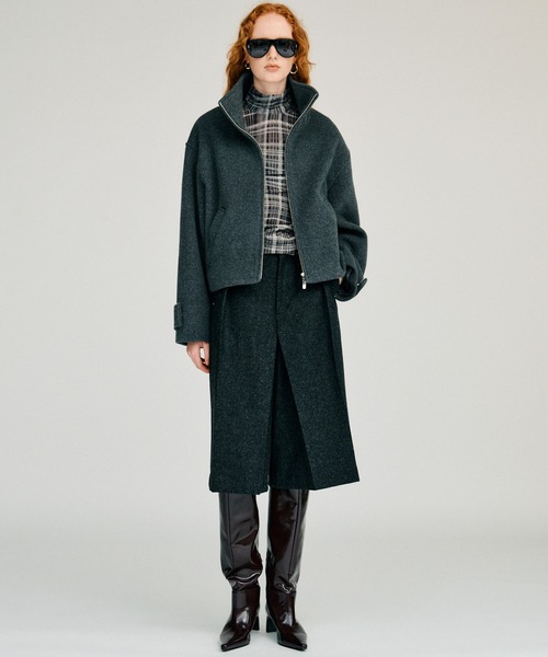 PRANK PROJECT（プランクプロジェクト）の「【2026Winter Pre-Order】スタンドカラーショートコート / Stand Collar Short Coat（その他アウター・レディース・グレイッシュベージュ/グレー/ブラック・FREE）」の4枚目の写真