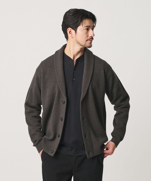 BEAUTY&YOUTH UNITED ARROWS(ビューティーアンドユースユナイテッドアローズ)の「【WEB限定 WARDROBE SMART】ウォッシャブル ショールカラー カーディガン(カーディガン/ボレロ・メンズ・ライトグレー/ブラック/ダークグレー・S/M/L/XL)」の3枚目の写真