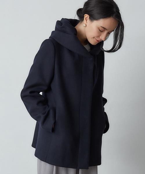 【未使用】アローズ　グリーンレーベルリラクシング　ショールフードウールコート L 未使用】アローズ グリーンレーベルリラクシング ショールフードウール