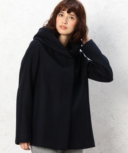 【未使用】アローズ　グリーンレーベルリラクシング　ショールフードウールコート L 未使用】アローズ グリーンレーベルリラクシング ショールフード