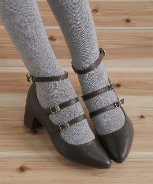 Noubel Voug Relax（ヌーベルヴォーグリラックス）の「Noubel Voug Relax(ヌーベル　ヴォーグ リラックス)/多重ベルトアンクルストラップパンプス（パンプス・レディース・ベージュ系その他/ダークブラウン/ブラック・LL/L/S/M）」の2枚目の写真