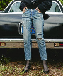 HYSTERIC GLAMOUR | PSR加工デニム 九分丈スリムPT(デニムパンツ)