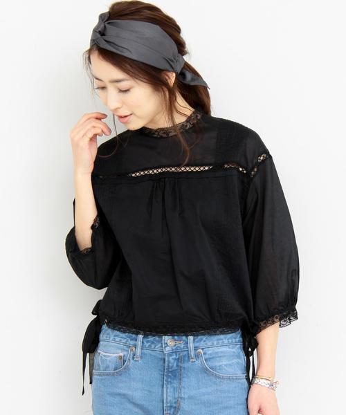 BEAUTY&YOUTH UNITED ARROWS(ビューティーアンドユースユナイテッドアローズ)の「BY∴ コットンローンレース7分袖ブラウス -手洗い可能- ◆(シャツ/ブラウス・レディース・ホワイト/ブラック・FREE)」の1枚目の写真