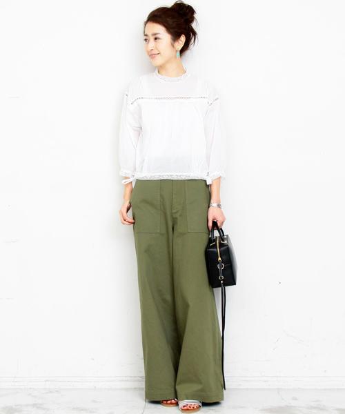 BEAUTY&YOUTH UNITED ARROWS(ビューティーアンドユースユナイテッドアローズ)の「BY∴ コットンローンレース7分袖ブラウス -手洗い可能- ◆(シャツ/ブラウス・レディース・ホワイト/ブラック・FREE)」の12枚目の写真