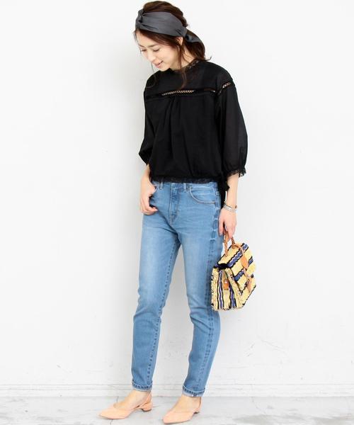 BEAUTY&YOUTH UNITED ARROWS(ビューティーアンドユースユナイテッドアローズ)の「BY∴ コットンローンレース7分袖ブラウス -手洗い可能- ◆(シャツ/ブラウス・レディース・ホワイト/ブラック・FREE)」の6枚目の写真