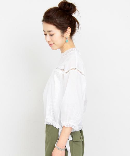 BEAUTY&YOUTH UNITED ARROWS(ビューティーアンドユースユナイテッドアローズ)の「BY∴ コットンローンレース7分袖ブラウス -手洗い可能- ◆(シャツ/ブラウス・レディース・ホワイト/ブラック・FREE)」の7枚目の写真