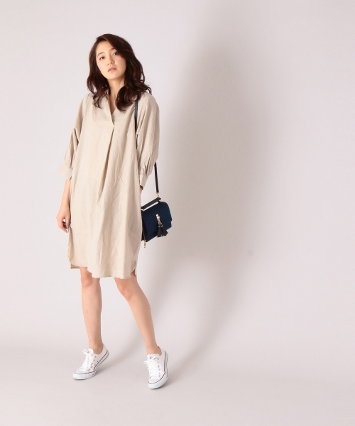 最安値挑戦 ハートマーケット 綿麻スキッパーワンピース 再値下げ