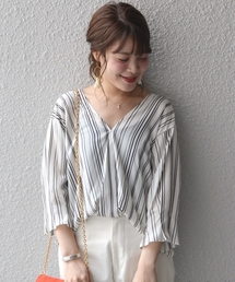 Prefer SHIPS | Prefer SHIPS:ストライプVネックブラウス(シャツ/ブラウス)