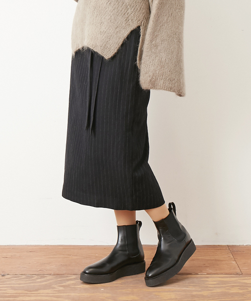 JANESMITH（ジェーンスミス）の「JANE SMITH ジェーンスミス / STRAP HIGH WAIST SK ストラップハイウエストスカート / SK-#220L（スカート・レディース・ブラック系その他/ネイビー・36/38）」の2枚目の写真