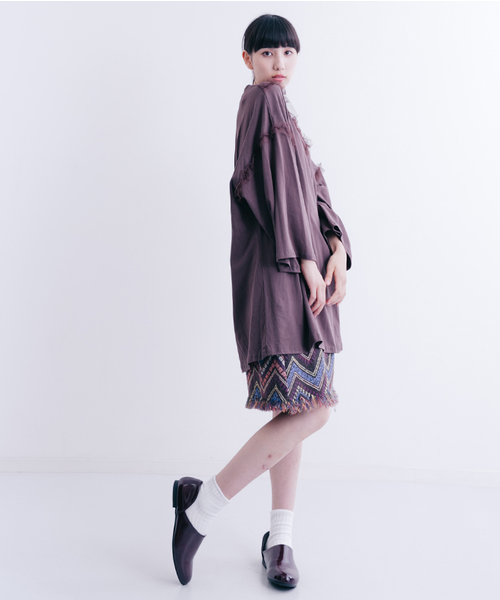 MERLOT（メルロー）の「部分チュールプルオーバー1218（Tシャツ/カットソー・レディース・オフホワイト/ブラウン/ブラック/マスタード・FREE）」の18枚目の写真