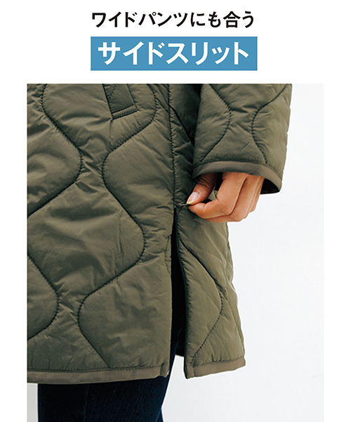 IEDIT（イディット）の「軽やかなのにあったか　サーモライト（Ｒ）中わた使用のこなれインナーコート＜カーキ＞/キルティングジャケット　（その他アウター・レディース・カーキ・LARGE/MEDIUM/SMALL/X-LARGE/XX-LARGE）」の5枚目の写真