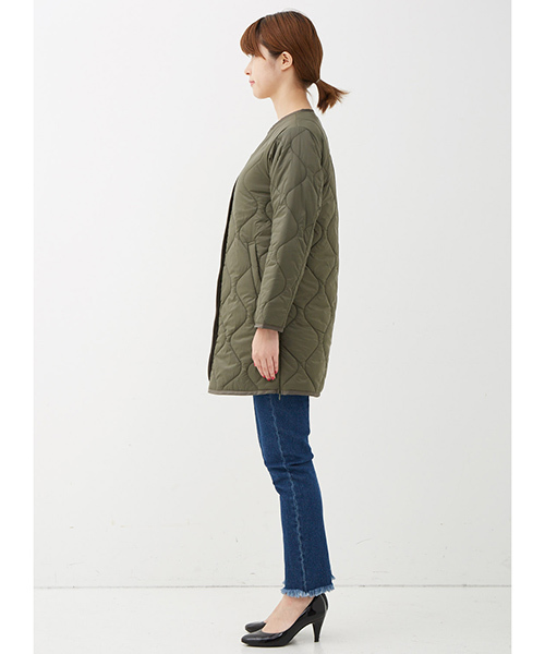 IEDIT（イディット）の「軽やかなのにあったか　サーモライト（Ｒ）中わた使用のこなれインナーコート＜カーキ＞/キルティングジャケット　（その他アウター・レディース・カーキ・LARGE/MEDIUM/SMALL/X-LARGE/XX-LARGE）」の14枚目の写真