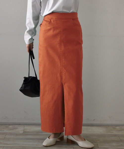 RANAN(ラナン)の「チノライクフロントスリットタイトスカート(スカート・レディース・カーキ/ベージュ/ネイビー/ブラック/グリーン/ベージュ系その他/オレンジ・L/M/S/LL)」の10枚目の写真