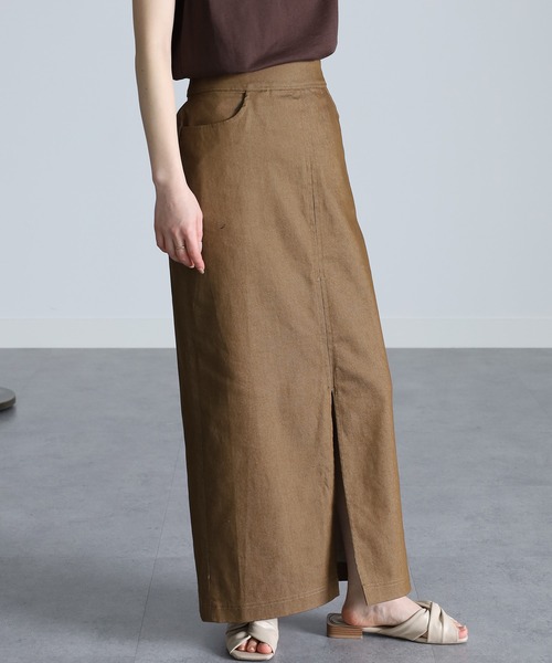 RANAN(ラナン)の「チノライクフロントスリットタイトスカート(スカート・レディース・カーキ/ベージュ/ネイビー/ブラック/グリーン/ベージュ系その他/オレンジ・L/M/S/LL)」の15枚目の写真