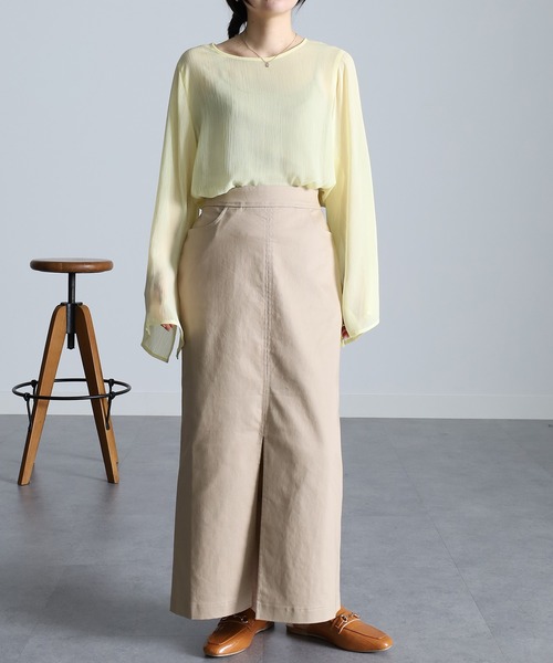 RANAN(ラナン)の「チノライクフロントスリットタイトスカート(スカート・レディース・カーキ/ベージュ/ネイビー/ブラック/グリーン/ベージュ系その他/オレンジ・L/M/S/LL)」の18枚目の写真