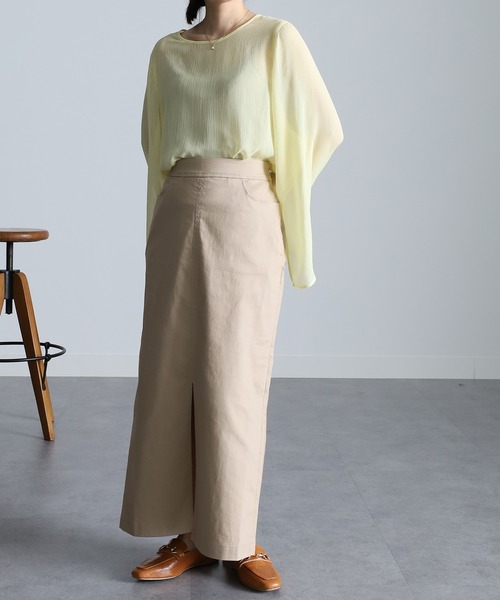 RANAN(ラナン)の「チノライクフロントスリットタイトスカート(スカート・レディース・カーキ/ベージュ/ネイビー/ブラック/グリーン/ベージュ系その他/オレンジ・L/M/S/LL)」の20枚目の写真