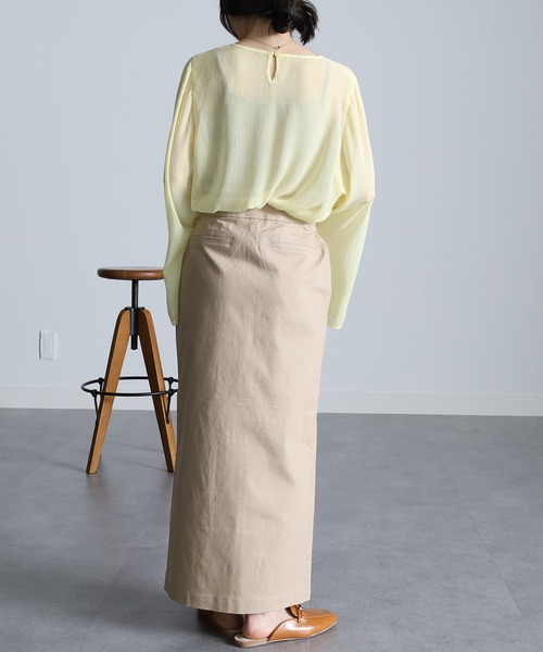 RANAN(ラナン)の「チノライクフロントスリットタイトスカート(スカート・レディース・カーキ/ベージュ/ネイビー/ブラック/グリーン/ベージュ系その他/オレンジ・L/M/S/LL)」の21枚目の写真