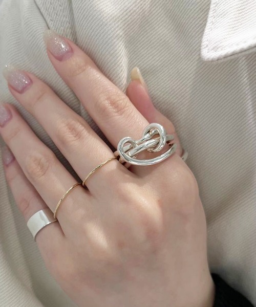 シルバー変形3連リング（リング）｜e.m.（イーエム）のファッション