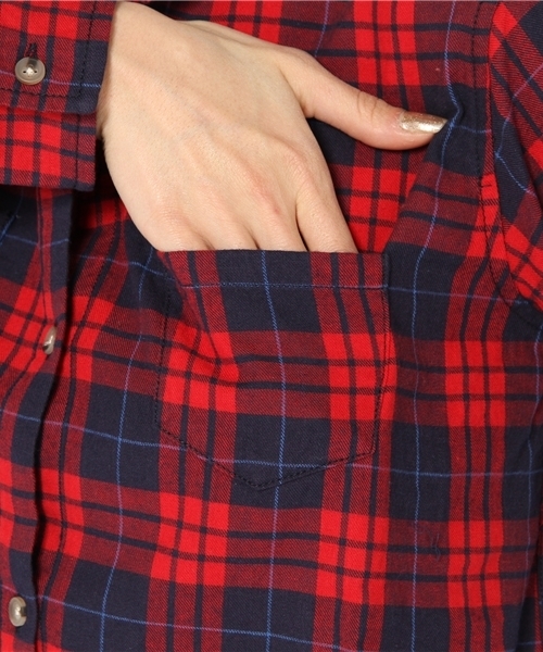 CIAOPANIC TYPY（チャオパニックティピー）の「コットンチェックカシュクールシャツ（シャツ/ブラウス・レディース・レッド/ブルー・FREE）」の7枚目の写真