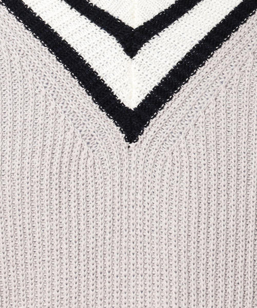 BEAUTY&YOUTH UNITED ARROWS(ビューティーアンドユースユナイテッドアローズ)の「BY コットン Vネック クリケットニット(ニット/セーター・メンズ・ライトグレー/ネイビー・MEDIUM/LARGE/SMALL/X-LARGE)」の5枚目の写真